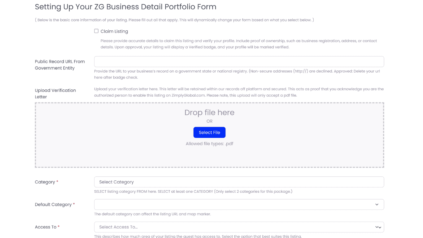 Why Create Your Free Business Page on Zimply Global? Zimply Global Setting Up ZG Portfolio Detail Page OS