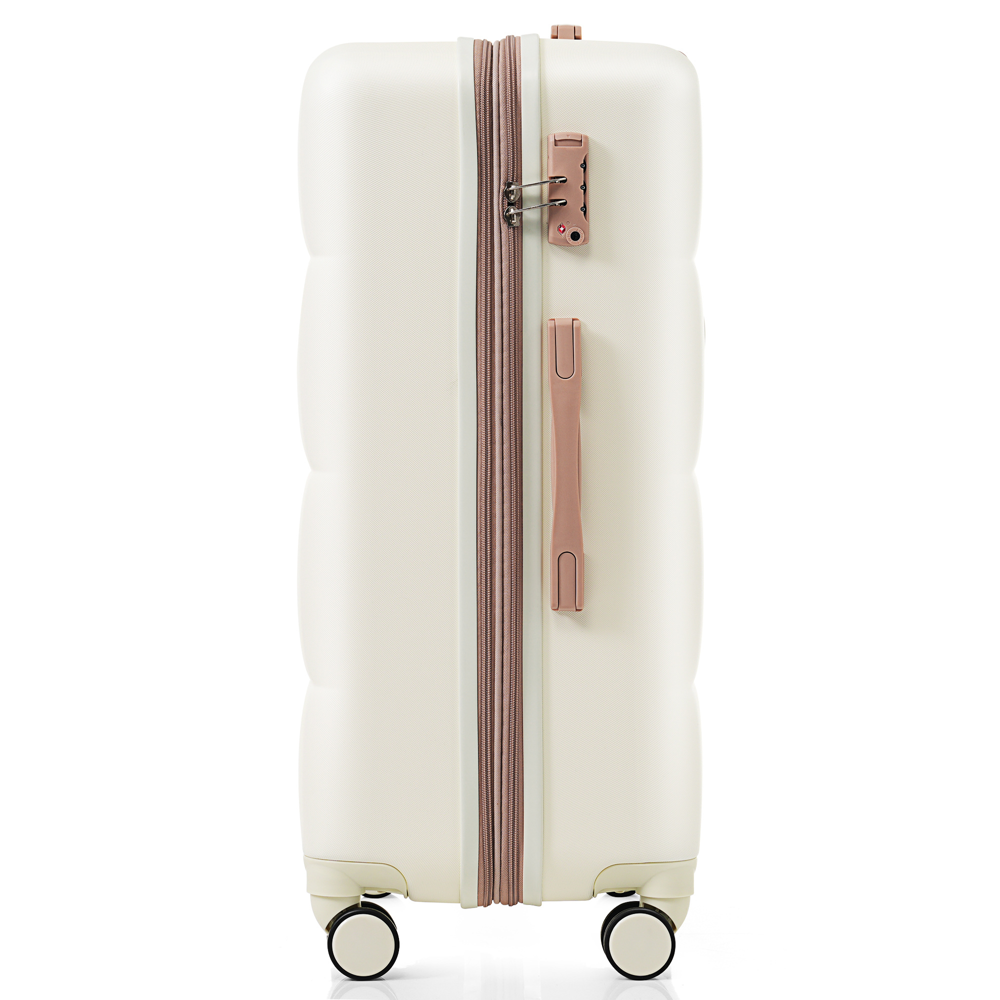 Beige 4-Piece Expandable Luggage Set with USB Port & Spinner Wheels Beige 4-Piece Expandable Luggage Set with USB Port & Spinner Wheels - Image 9