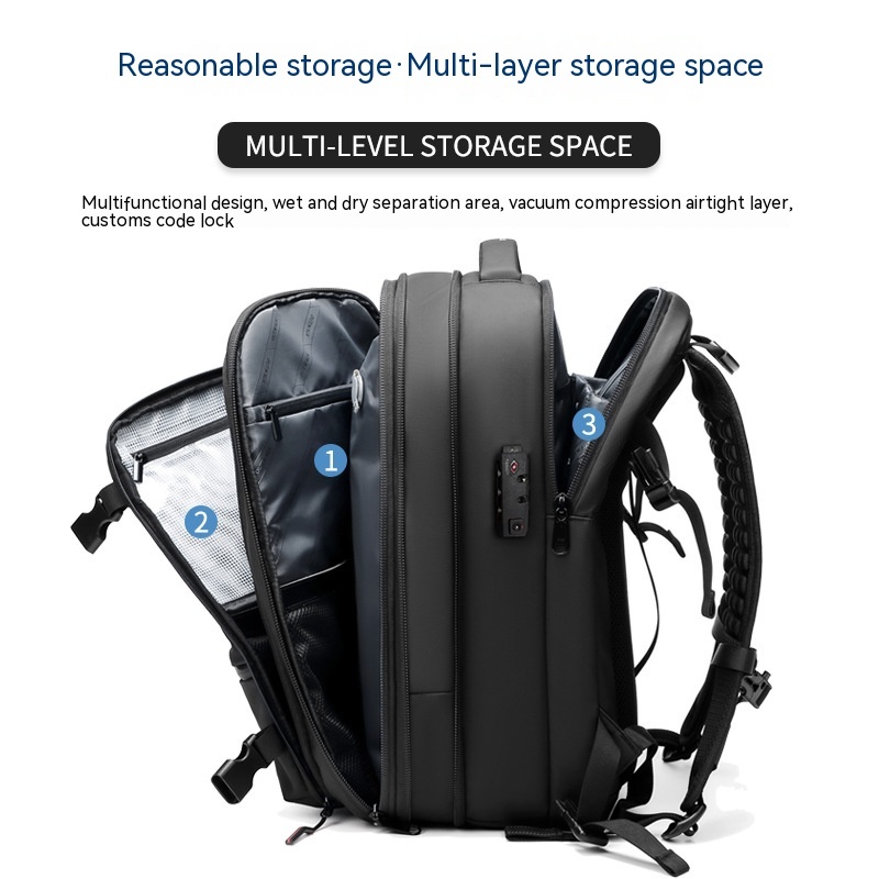 Men’s Vacuum Compression Travel Backpack with Laptop Sleeve Men’s Vacuum Compression Travel Backpack with Laptop Sleeve - Image 3