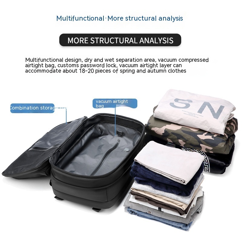 Men’s Vacuum Compression Travel Backpack with Laptop Sleeve Men’s Vacuum Compression Travel Backpack with Laptop Sleeve - Image 8