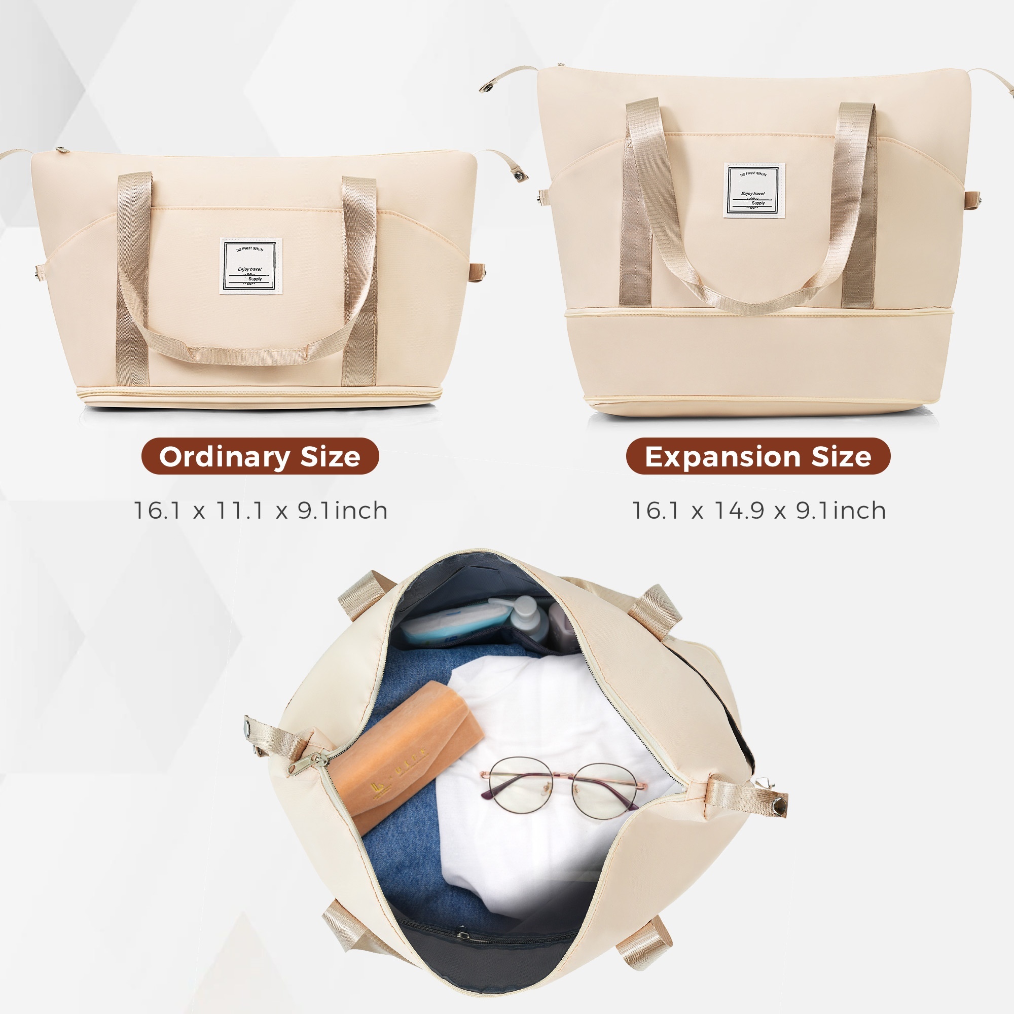 Beige 4-Piece Expandable Luggage Set with USB Port & Spinner Wheels Beige 4-Piece Expandable Luggage Set with USB Port & Spinner Wheels - Image 4
