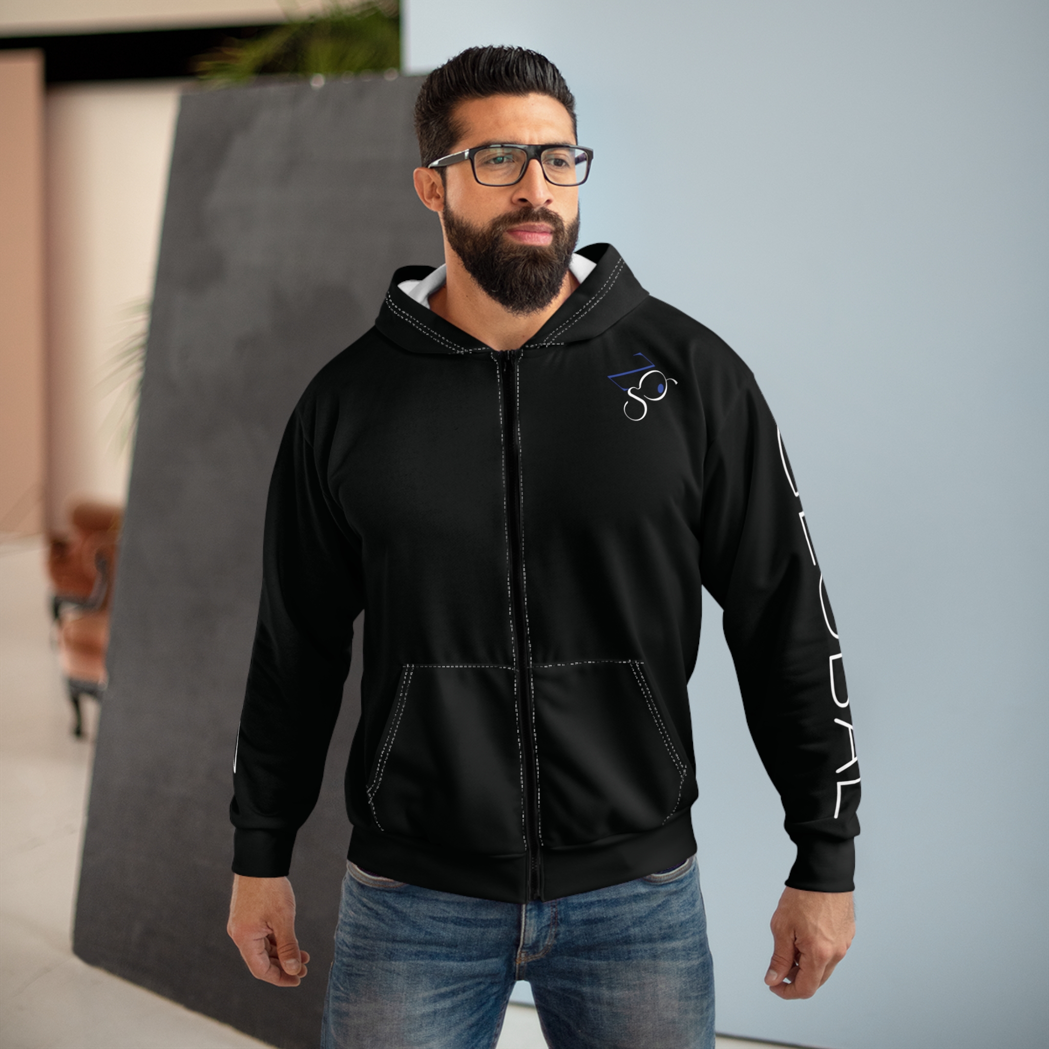 Zimply Global Zip Hoodie — Black Full-Zip Zimply Global Zip Hoodie — Black Full-Zip - Image 3